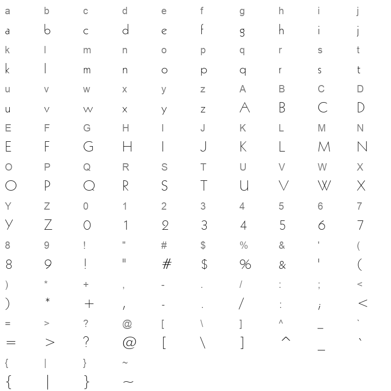 geo231l Character Map