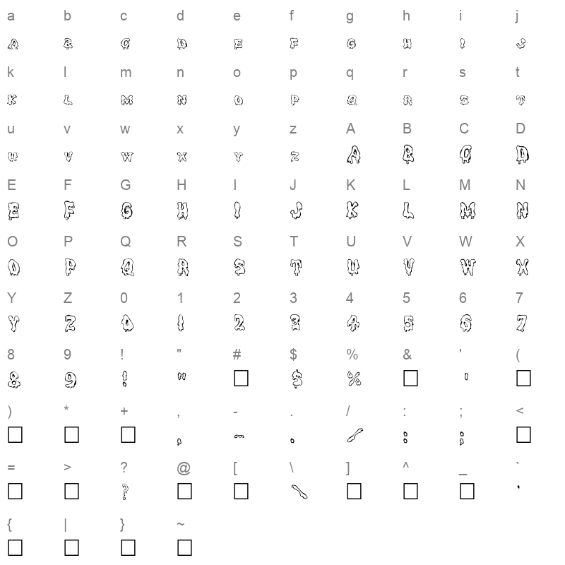 GHOULY Character Map