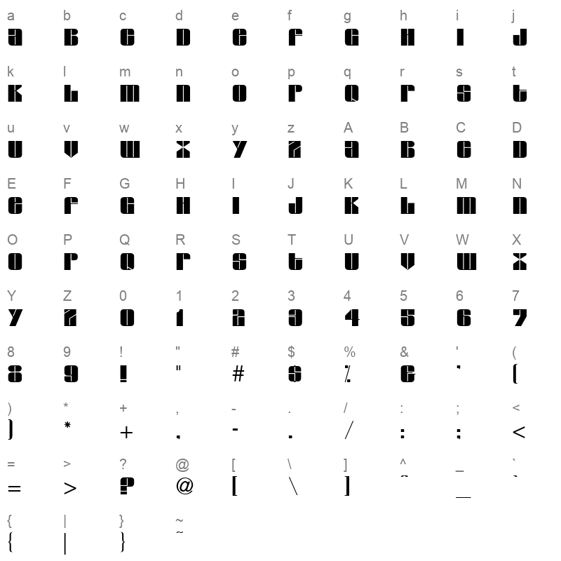glaciern Character Map