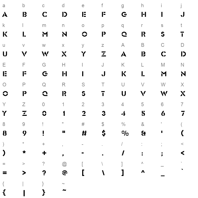 glastrsn Character Map