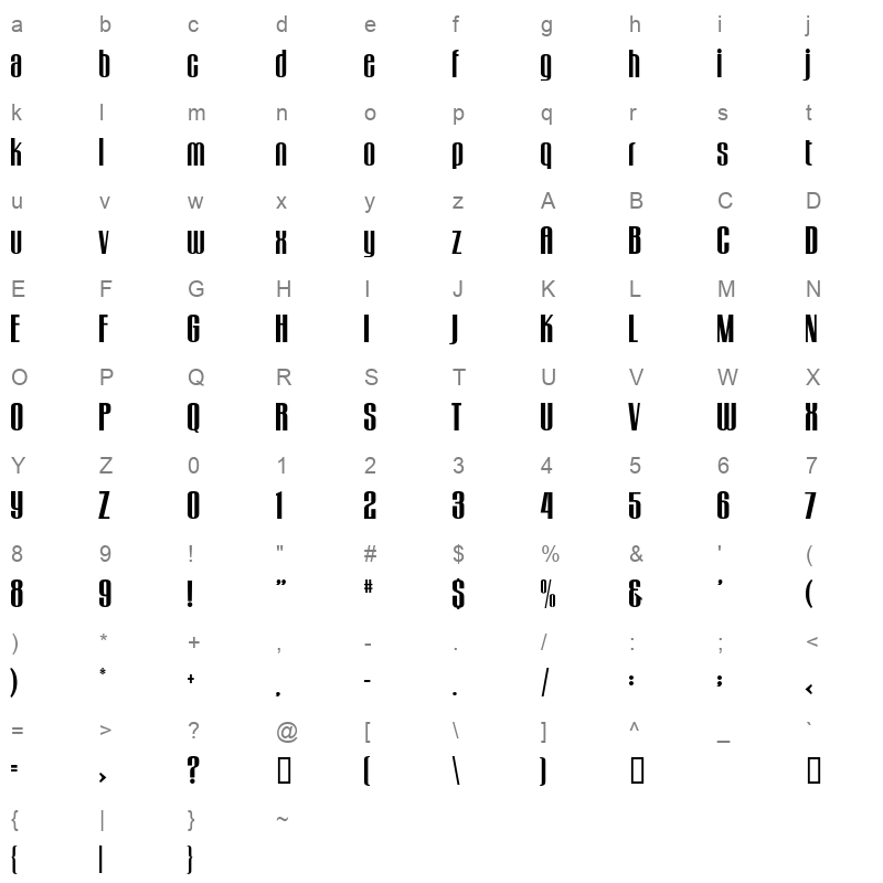 GOGO_BIG Character Map
