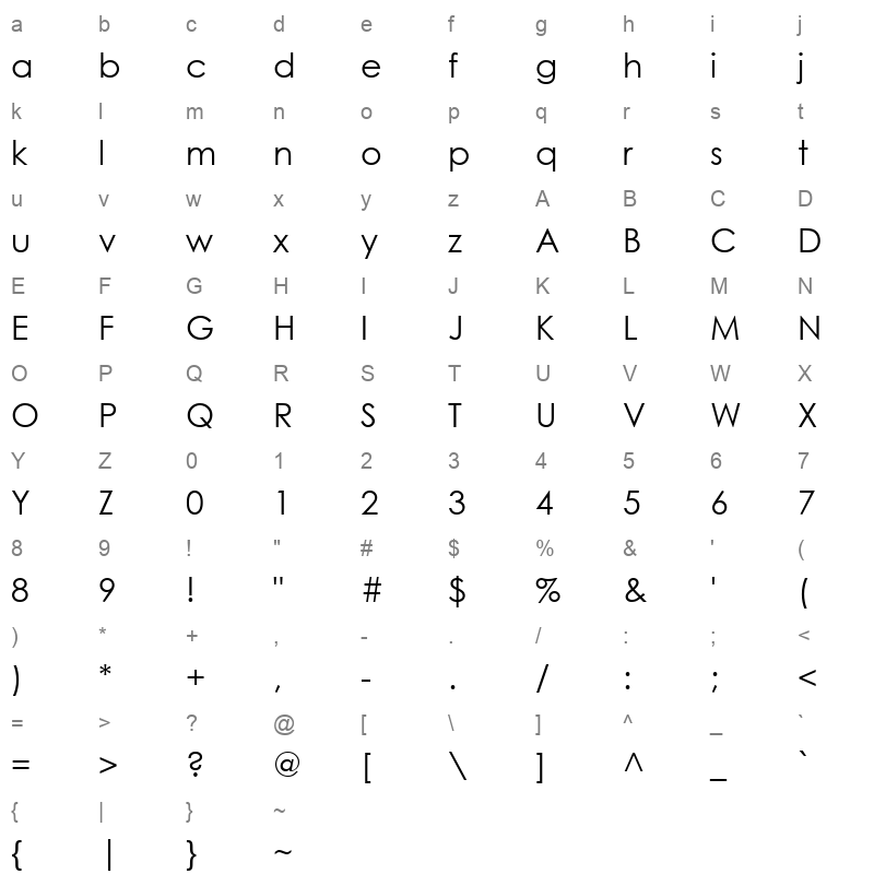 GOTHIC_1 Character Map