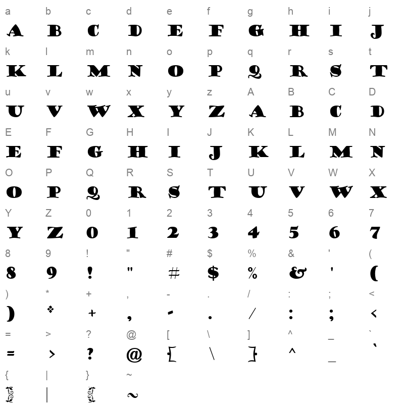 GOUDYSTO_1 Character Map