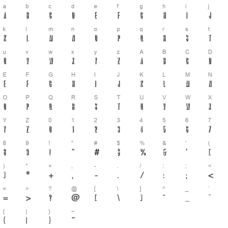 GRAFSHAD Character Map