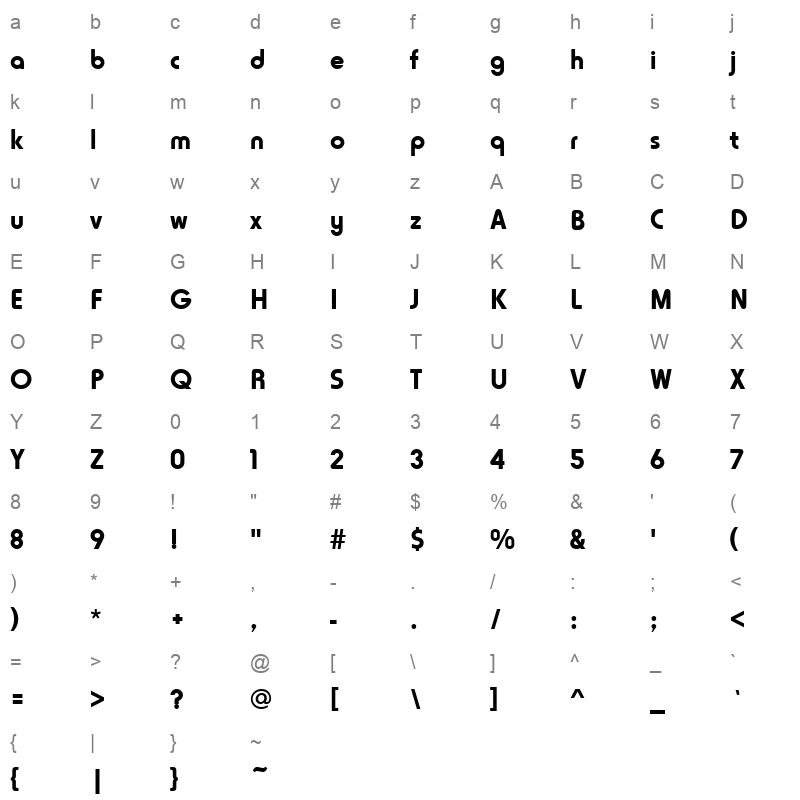 h012016d Character Map
