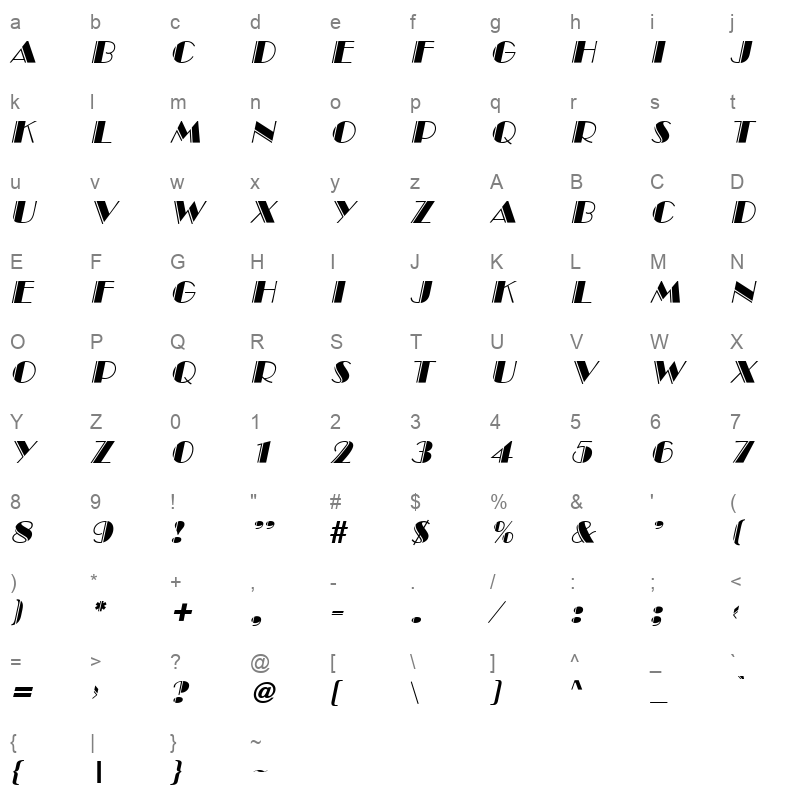 hansbi Character Map