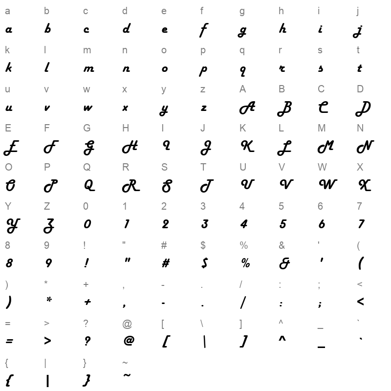 HARLOWSI_1 Character Map