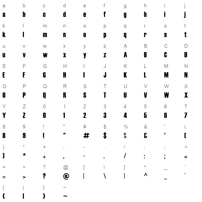 HATTEN_1 Character Map