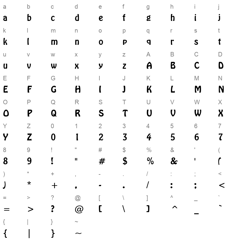 hobon Character Map