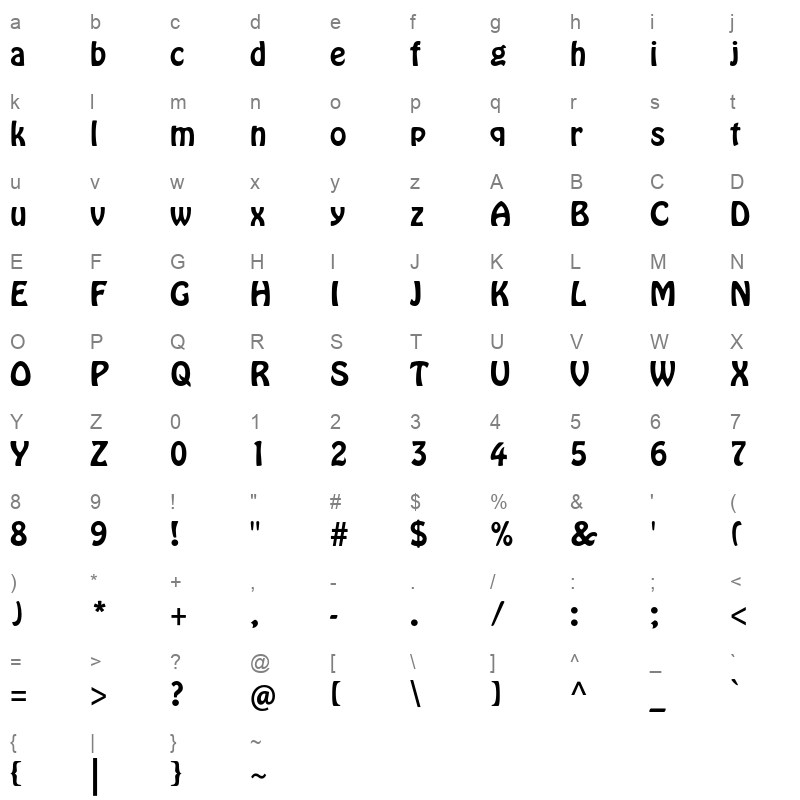 HoboStd Character Map