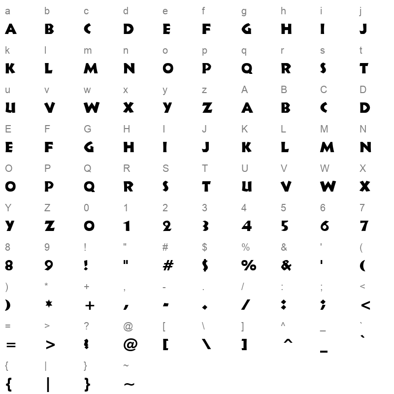 infr011n Character Map