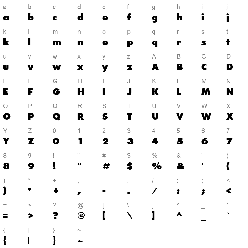 INTREB Character Map