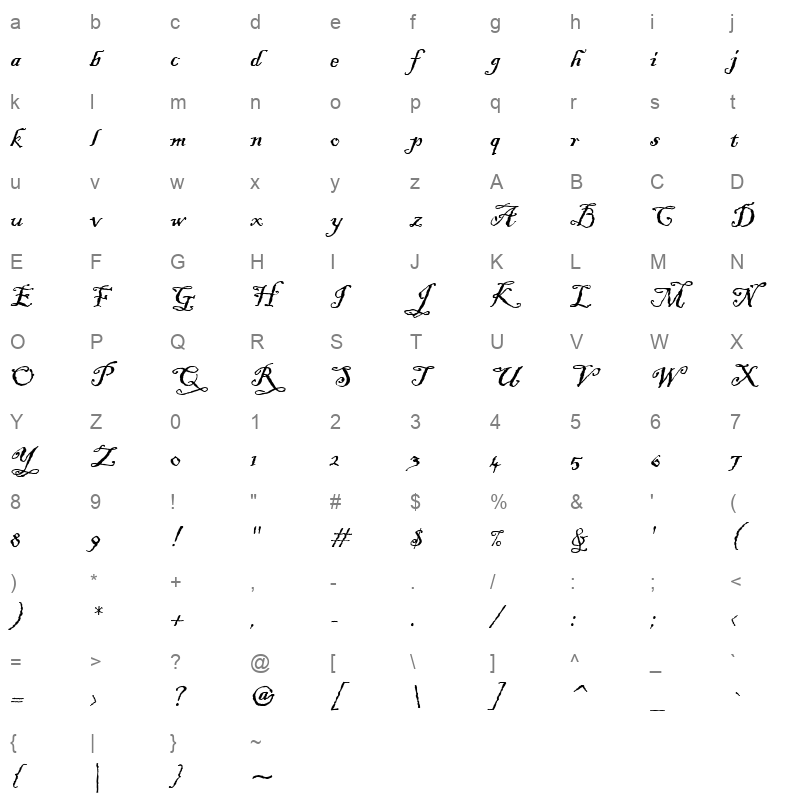ITCBLKAD_1 Character Map