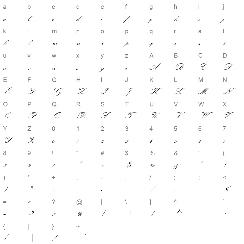k004004d Character Map