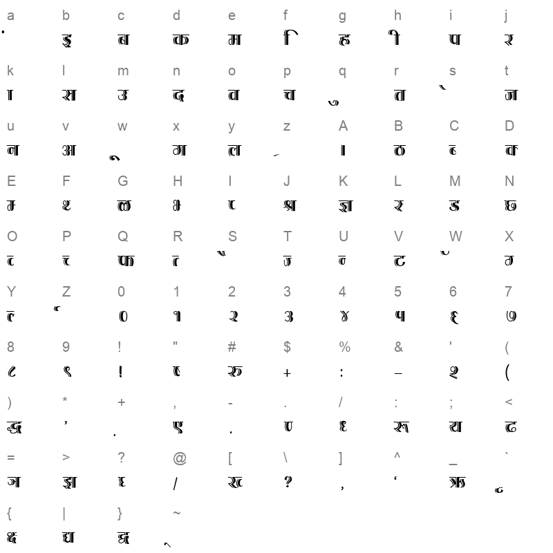 K206 Character Map