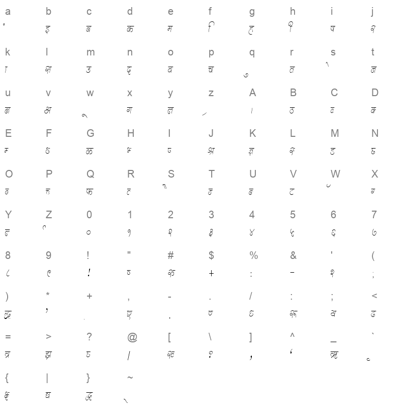 k314 Character Map