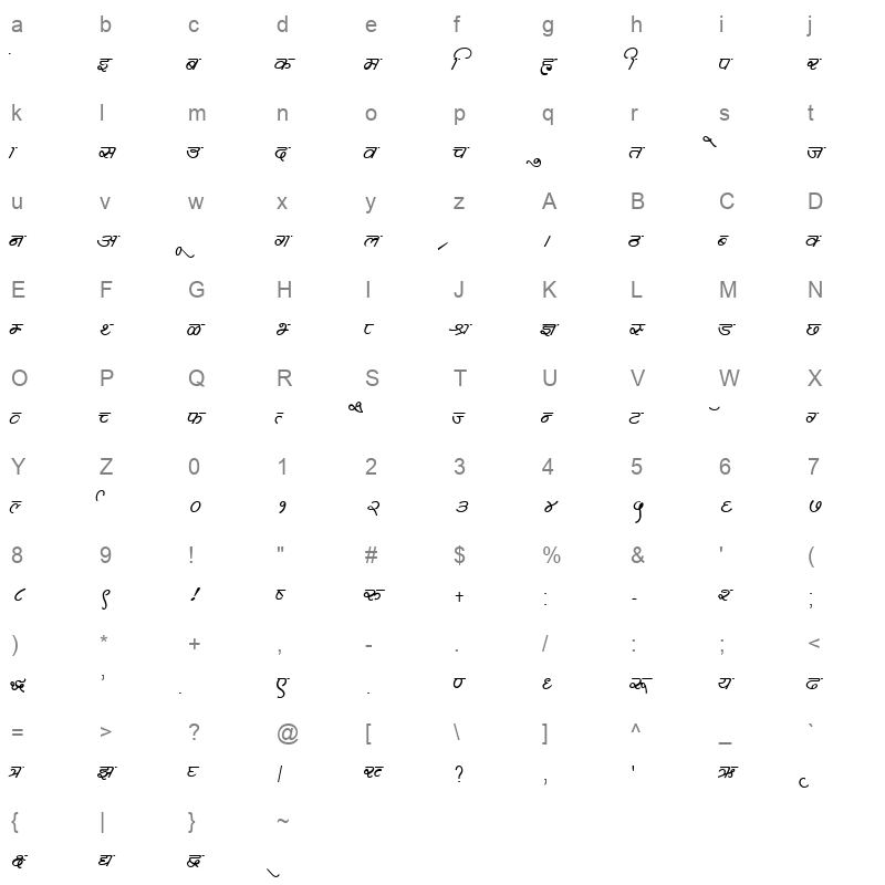 k366 Character Map
