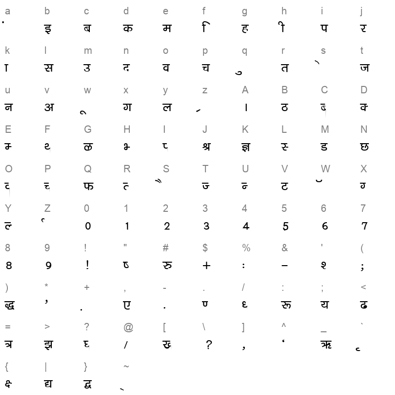 K41 Character Map