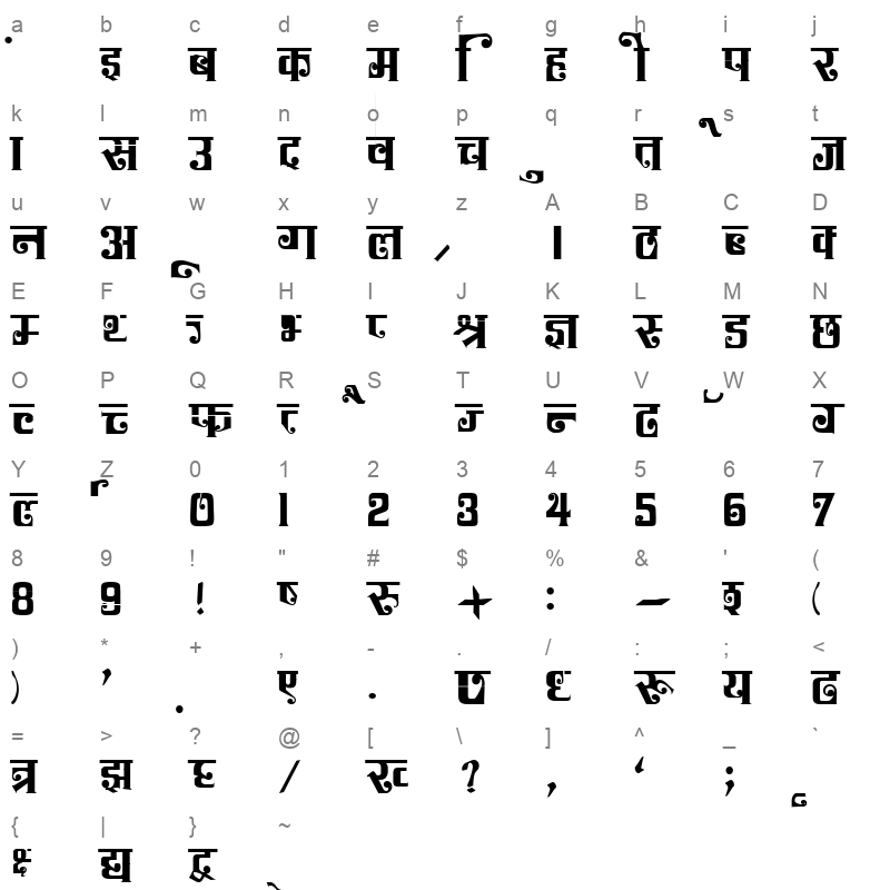 K460 Character Map