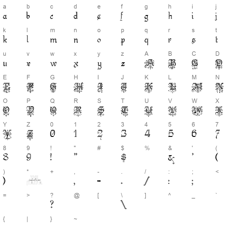 KELLYAG_0 Character Map