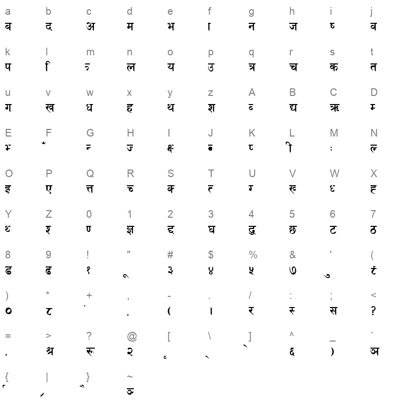 KHAKI_1 Character Map