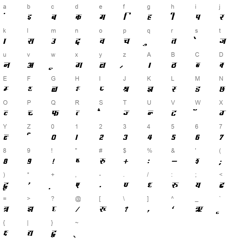 KRDEV093 Character Map