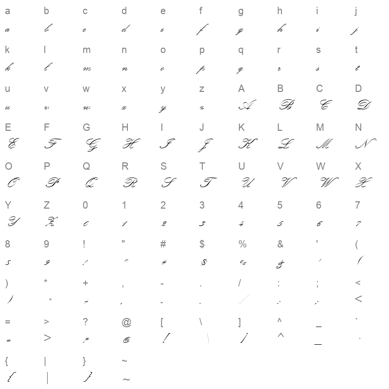KUNSTLER_1 Character Map