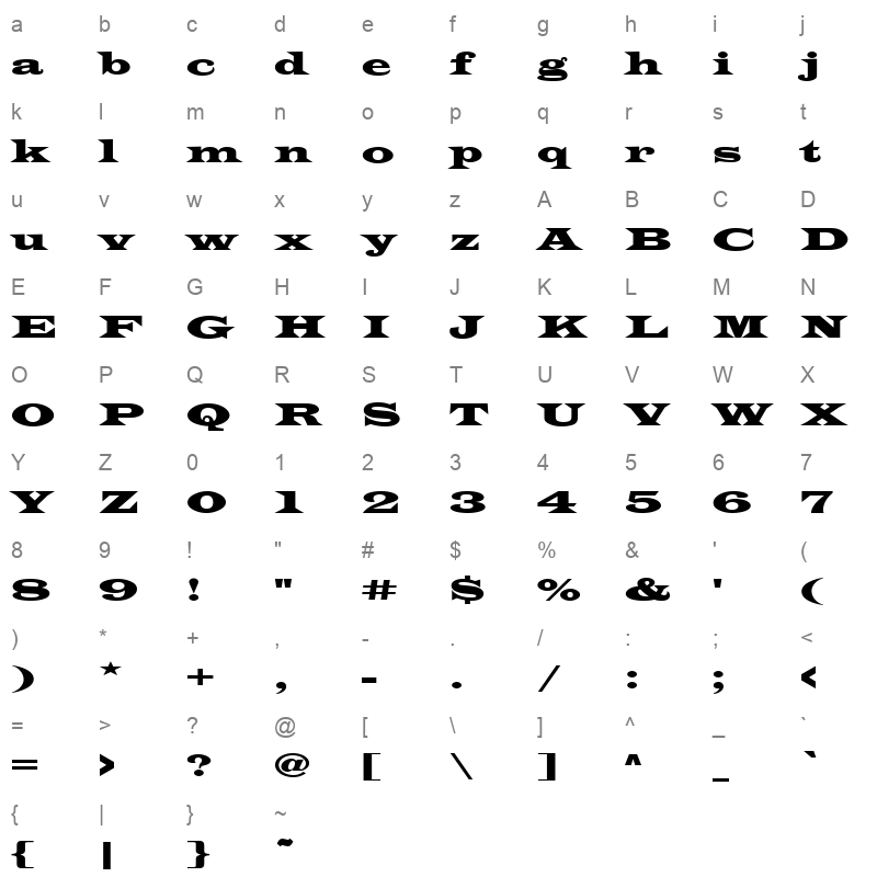 l006000d Character Map