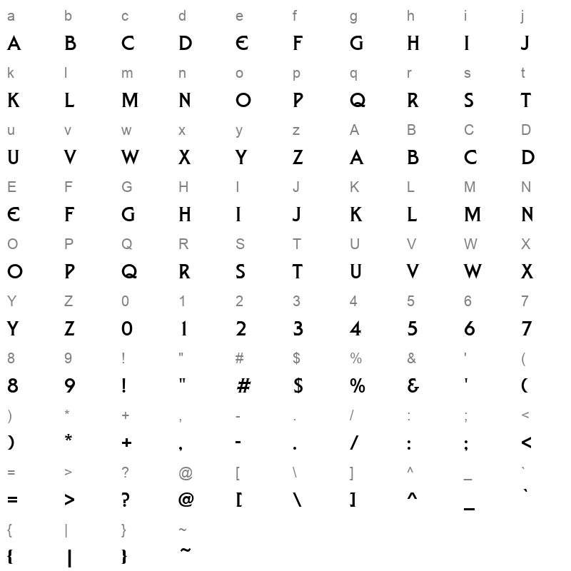 l009000d Character Map