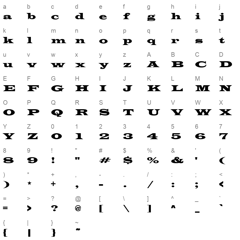 LATINWD_1 Character Map