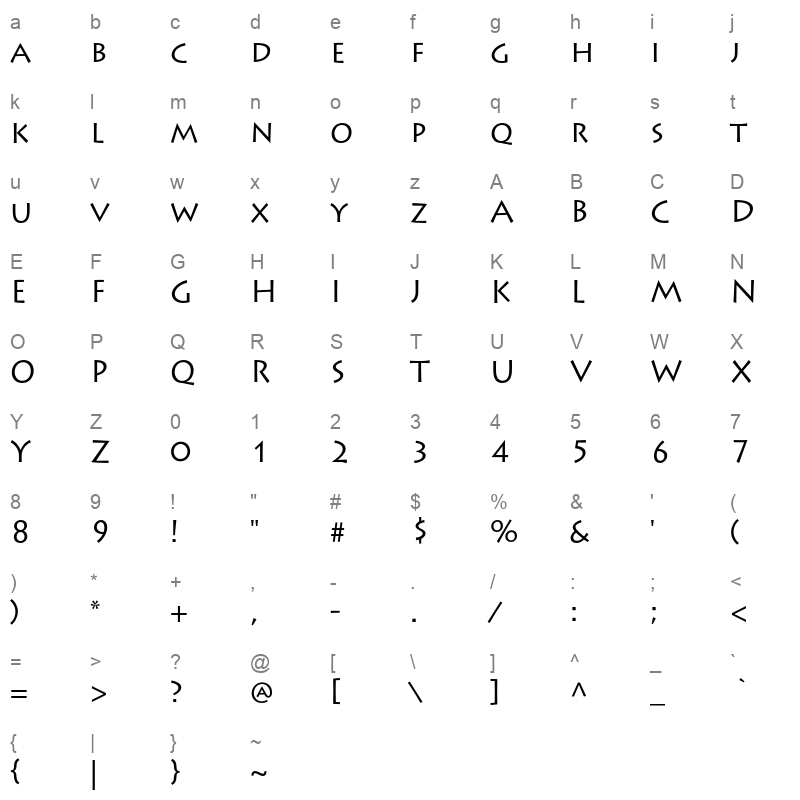 LithosPro-Regular Character Map