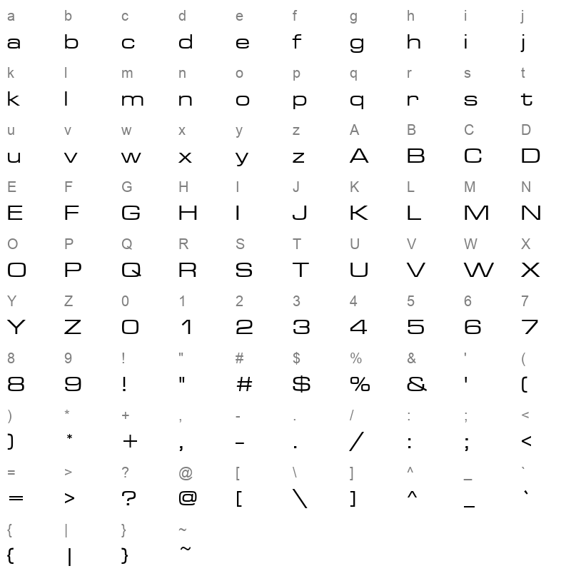 m025094d Character Map