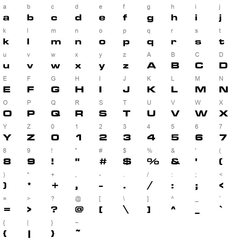 m025096d Character Map