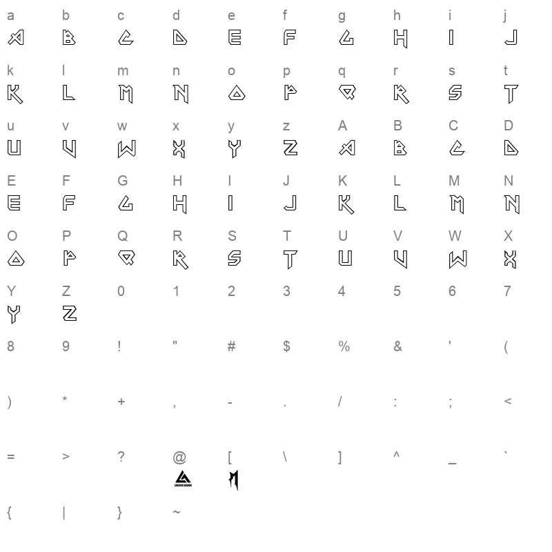 MAIDEN Character Map
