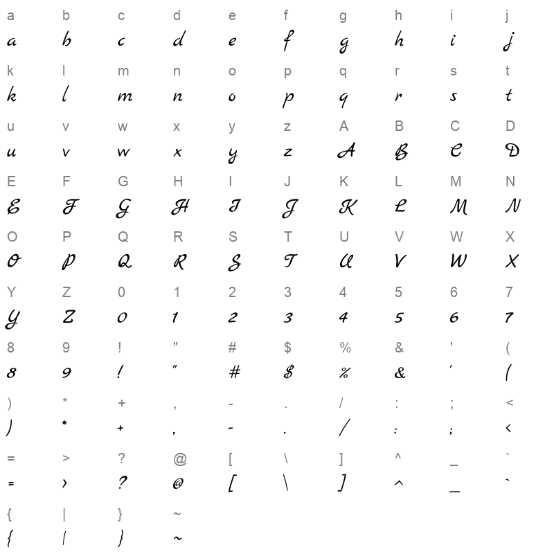 MarckScript-Regular_0 Character Map