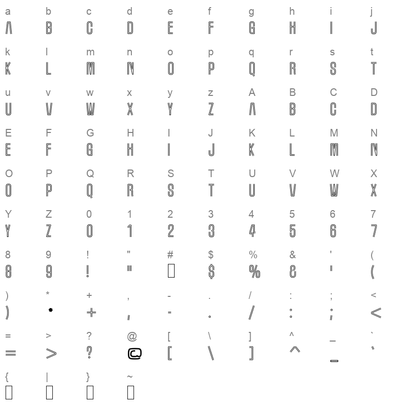 MARQUEEM Character Map