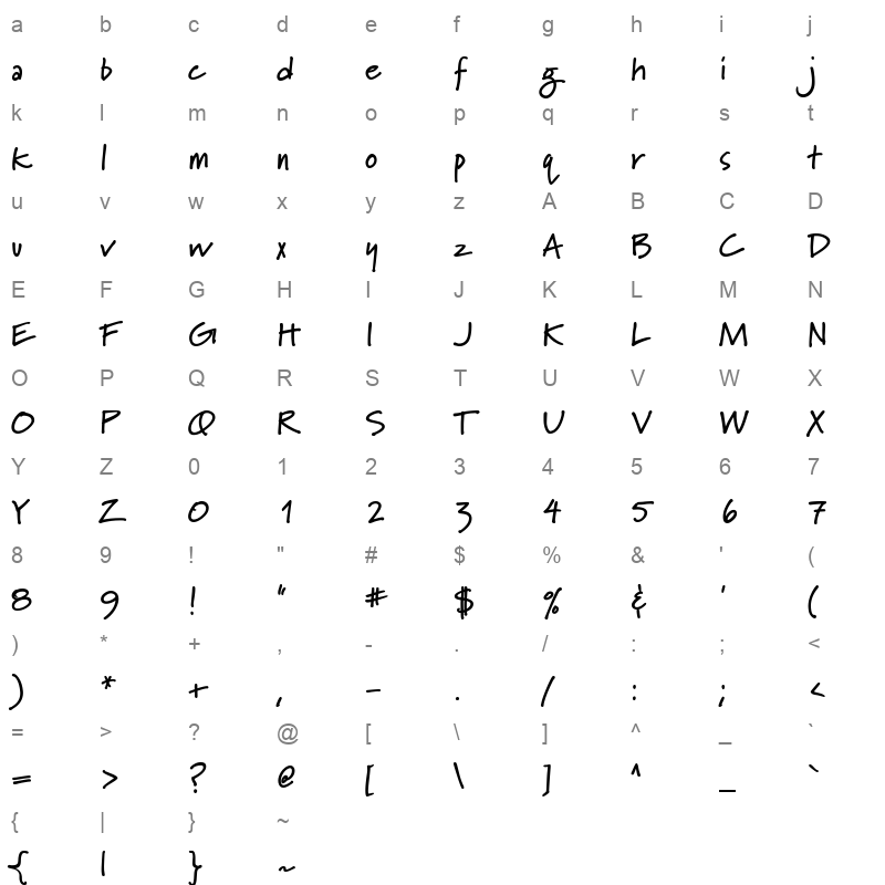 MARYDBOL Character Map