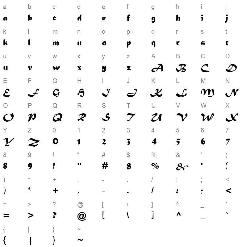 MATURASC_1 Character Map