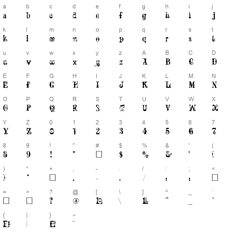 MAXCIRCU Character Map