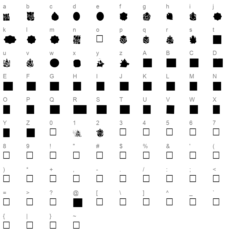 MFSYM008 Character Map