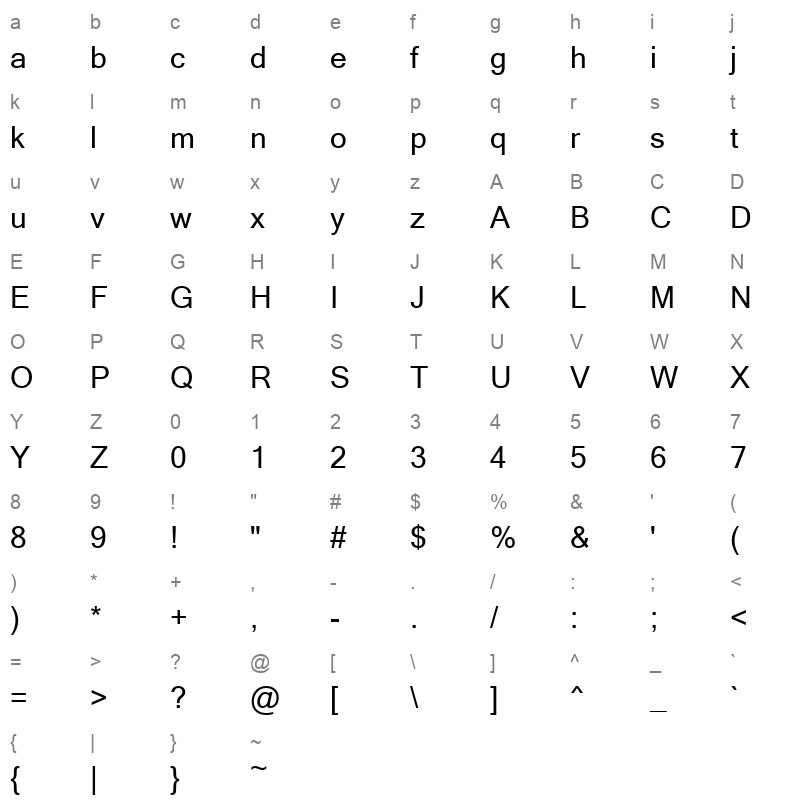 micross_1 Character Map