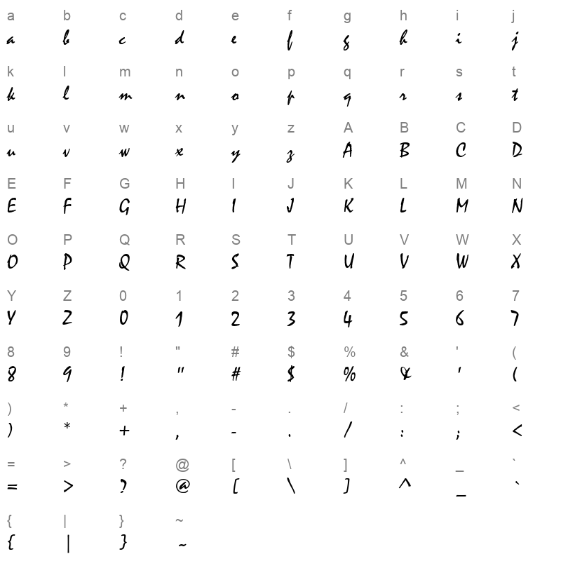 MISTRAL_1 Character Map
