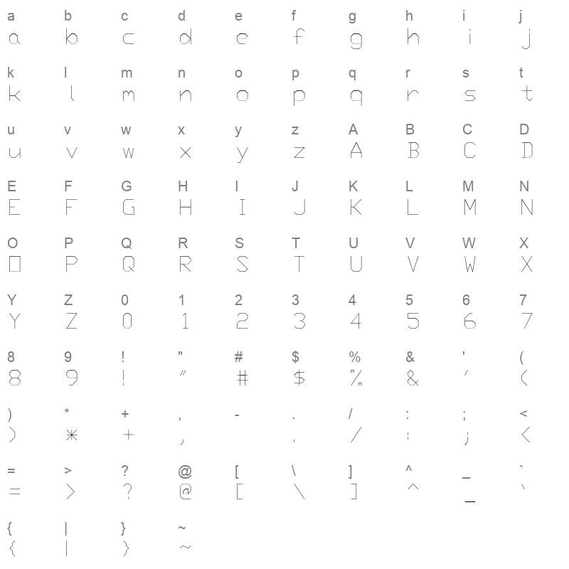 monotxt Character Map