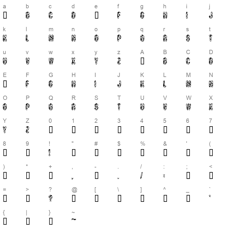 MOOCOWSW Character Map