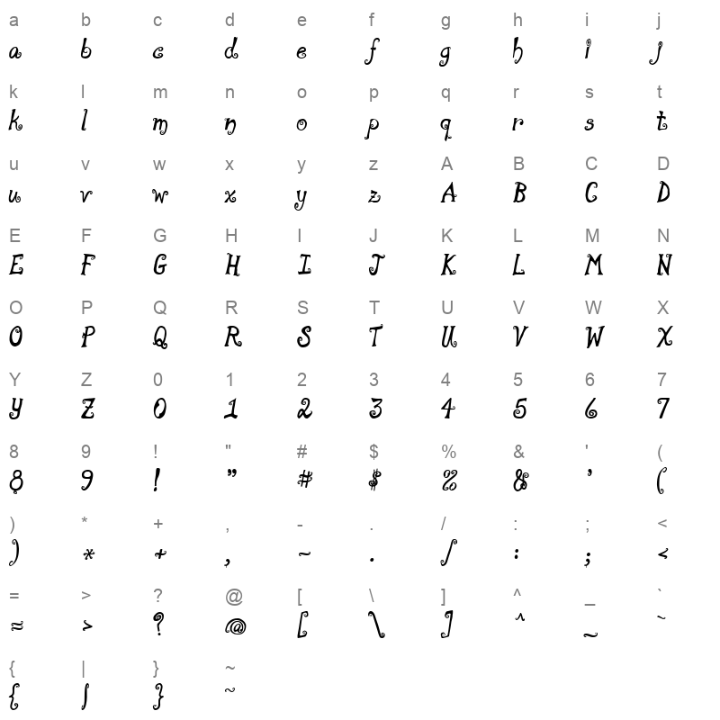 MOONPIEA Character Map