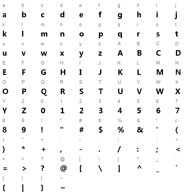 msyhbd_1 Character Map