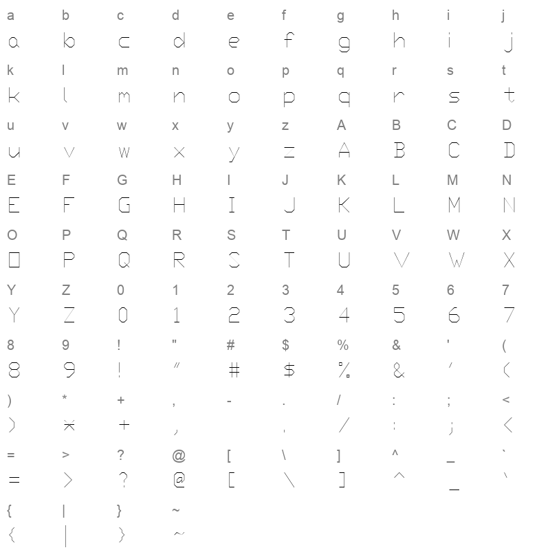 mtproxy9 Character Map