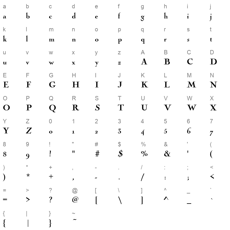 n010016t Character Map