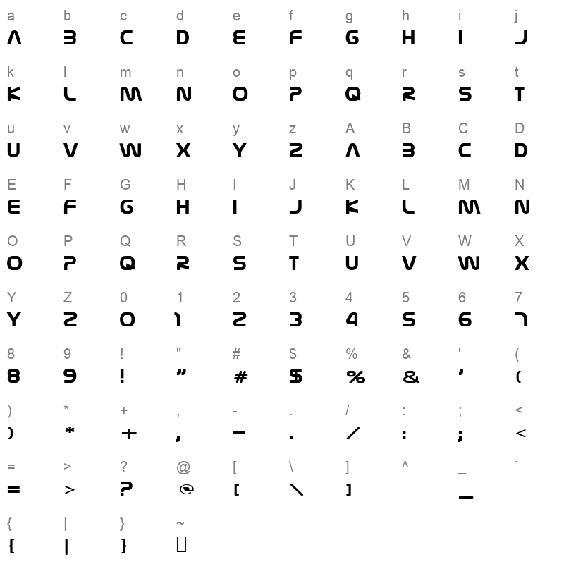 NASALIZA Character Map