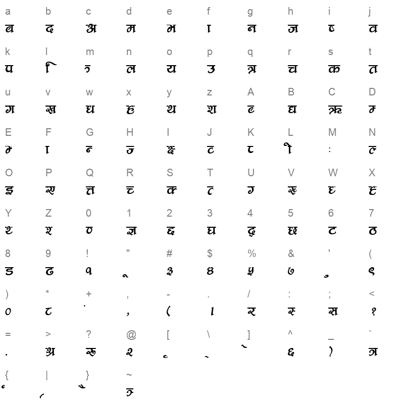 New Times  Character Map